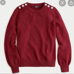 NWT J. Crew crewneck sweater with jeweled buttons